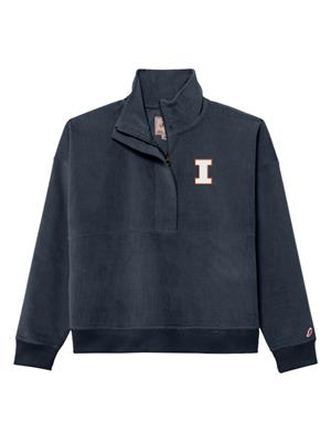 Image of ILLINOIS BLOCK I WOMENS 1/4 ZIP SWEATSHIRT -  springnavy